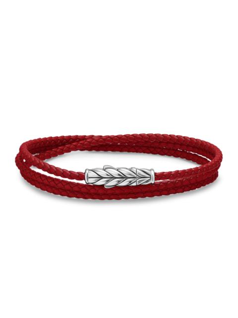 DAVID YURMAN Men's Chevron Triple Wrap Bracelet - Red Silver