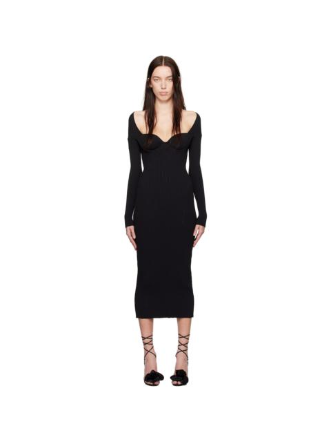 MAGDA BUTRYM Black Rib-Knit Bustier Maxi Dress