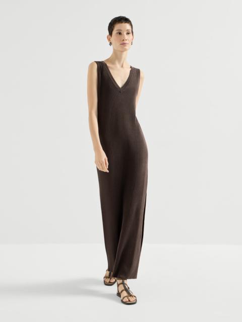 Brunello Cucinelli Cotton rib knit dress with monili