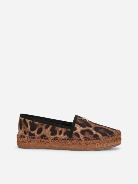Dolce & Gabbana Leopard-print cotton espadrilles with branded plate
