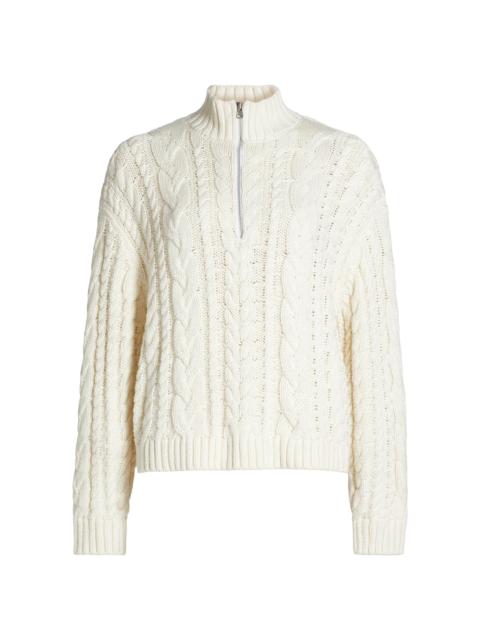 Jenni Kayne Women's Cotton Cable-Knit Zip Sweater - Ivory