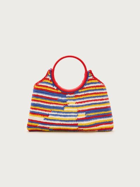 J.CREW Handcrocheted top-handle bag in stripe