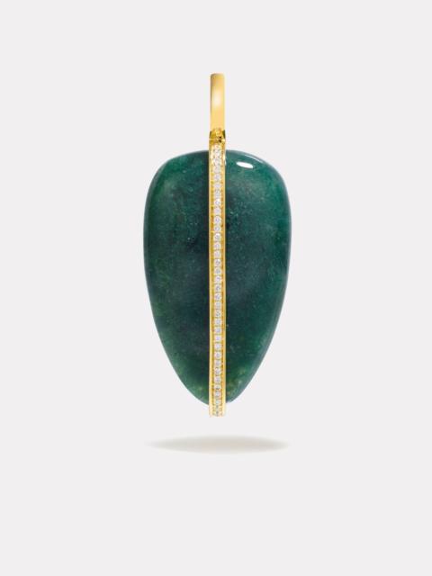 By Pariah Large Diamond Pebble Pendant | Moss Agate