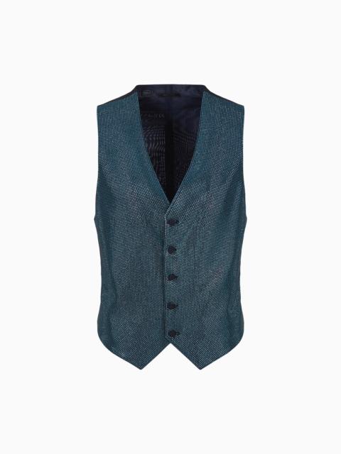 GIORGIO ARMANI Single-breasted wool-crêpe waistcoat with rhinestone embroidery