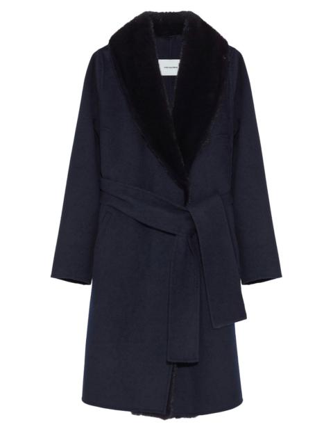 Cashmere coat with mink collar and removable lining