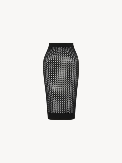 SAINT LAURENT MIDI SKIRT IN POINTELLE KNIT