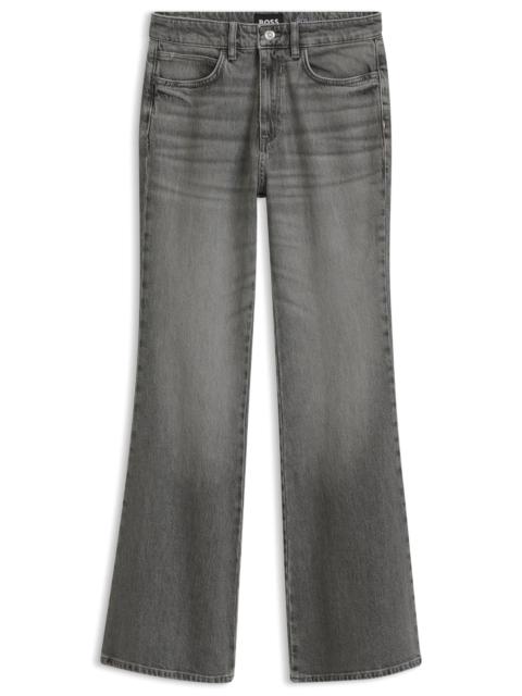 BOSS FLARED-FIT JEANS IN MARBLE-LOOK STRETCH DENIM