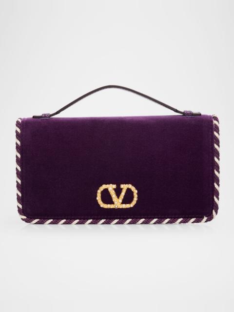 Valentino VLOGO Signature Suede Wallet with Chain Strap