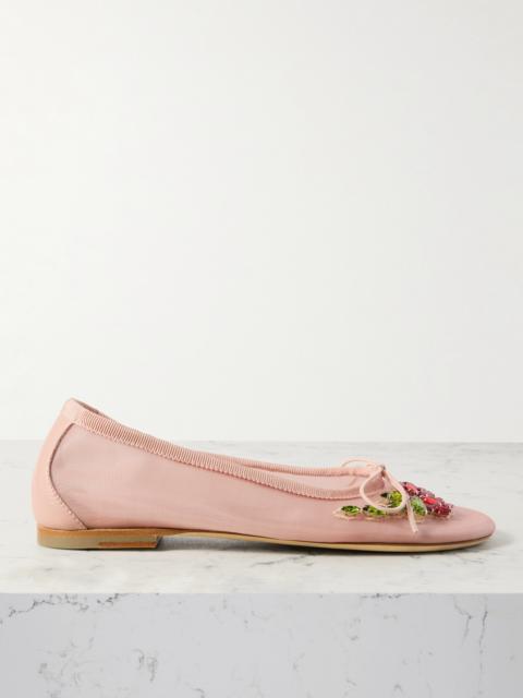Simone Rocha Crystal-embellished Mesh Ballet Flats