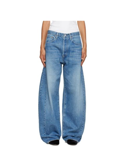 ssstein Blue Deformation Wide Denim Jeans