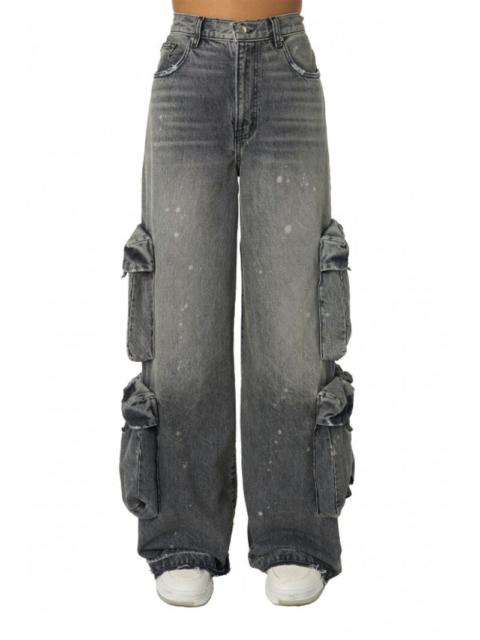 AMIRI High waist stonewashed wide cargo jeans