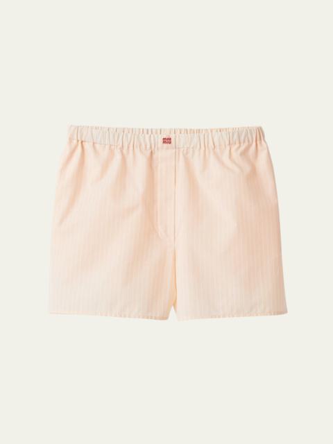 Miu Miu Stripe Elasticized Waistband Shorts