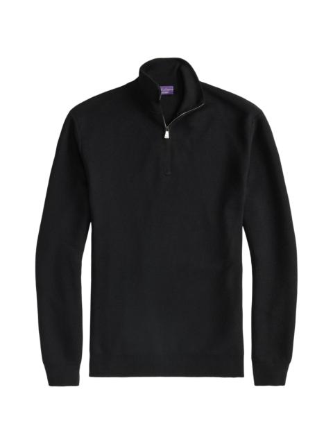 Ralph Lauren Men's Double Piqué Wool Half-Zip Sweater - Polo Black