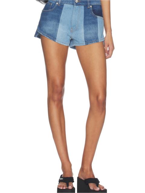 COPERNI Denim Patchwork Mini Shorts