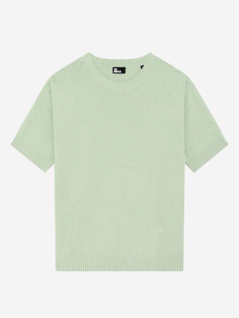 The Kooples ALMOND GREEN SHORT-SLEEVED SWEATER