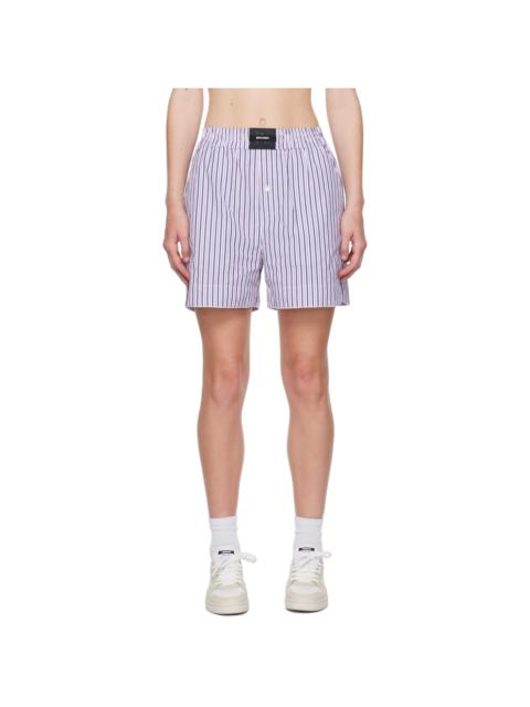 Purple & White Striped Shorts