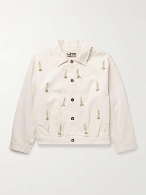 KARTIK RESEARCH Embellished Embroidered Cotton-Twill Jacket