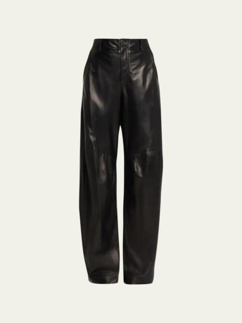 Wide-Leg Leather Pants