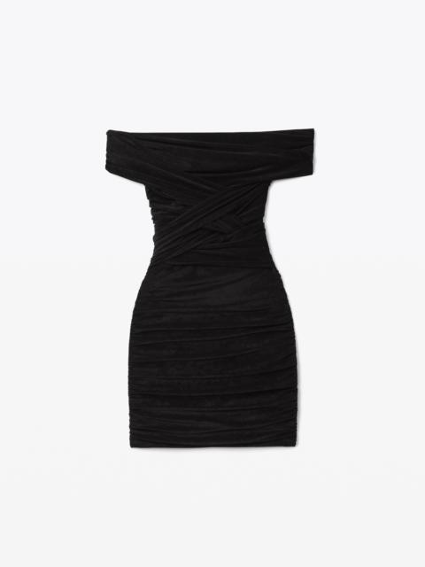 Alexander Wang OFF-SHOULDER MINI DRESS IN FAUX SUEDE