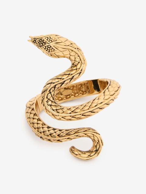 Roberto Cavalli Antique Gold Snake Cuff Bracelet