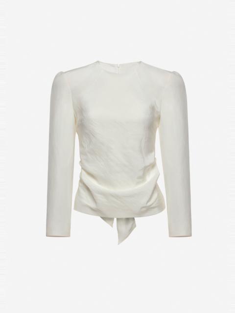 MAGDA BUTRYM Fitted blouse with back tie detail in white