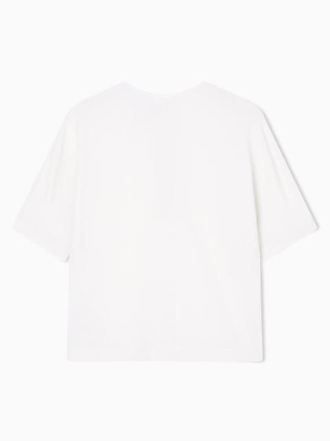 TRIPLE SILK GEORGETTE CREW-NECK BLOUSE