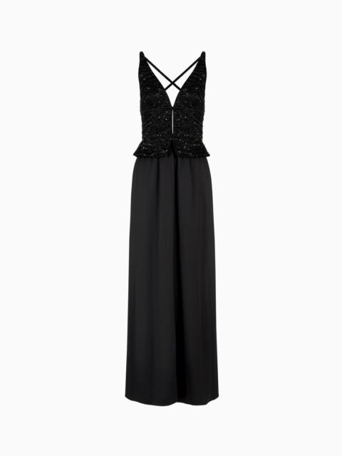 GIORGIO ARMANI SILK EMBROIDERED LONG DRESS