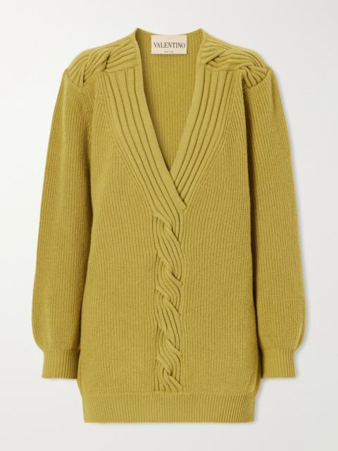 Valentino Knotted ribbed wool sweater Mustard