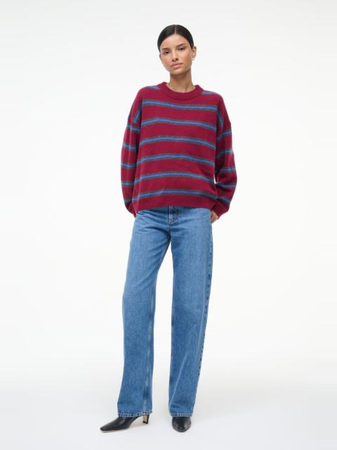 STAUD STAUD SERRANO CASHMERE RELAXED CREW CRIMSON STRIPE