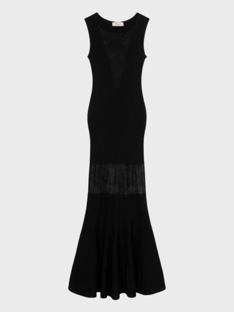 Blumarine LONG KNIT DRESS WITH LACE