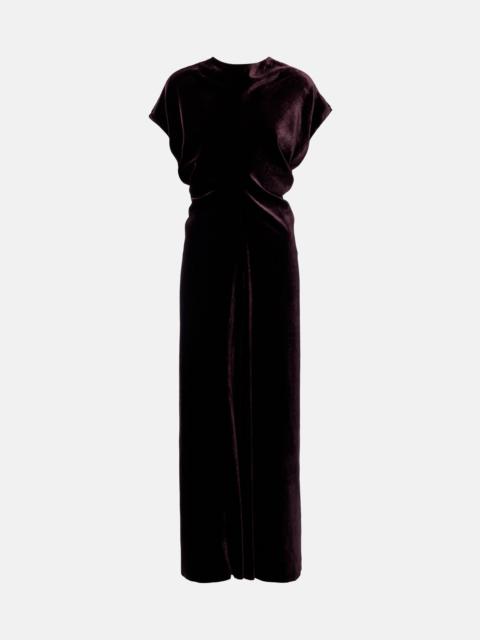AGNONA Gathered velvet midi dress