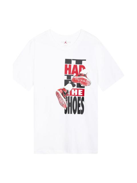 Jordan Men's Air Jordan The Shoes Printing Sports Round Neck Short Sleeve White T-Shirt DH8954-100