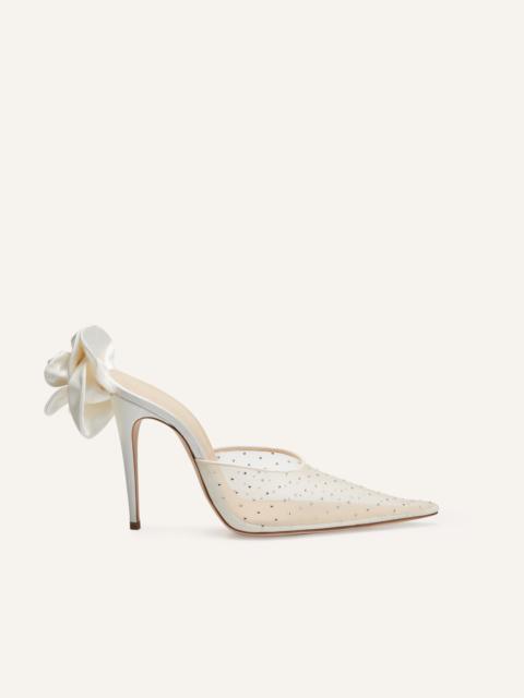 MAGDA BUTRYM Pointed flower mules in nude crystals