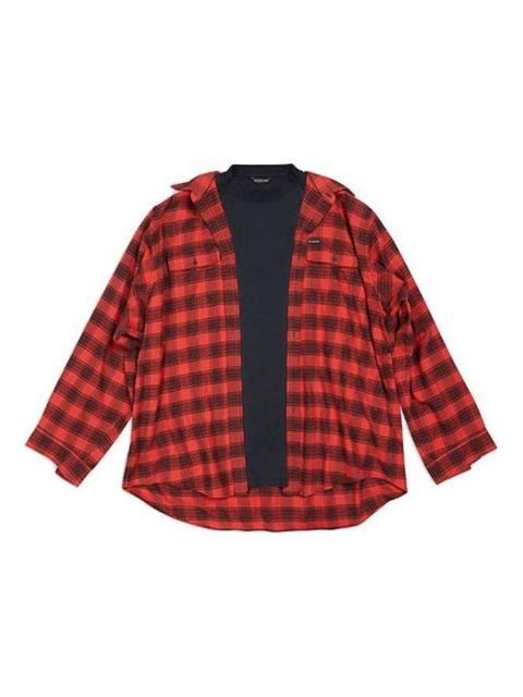 BALENCIAGA Balenciaga Trompe L'oeil Checked Shirt And T-Shirt 'Red Navy' 699371TNM256167