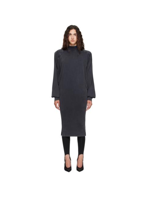MUGLER Black Bat Sleeves T-shirt Midi Dress