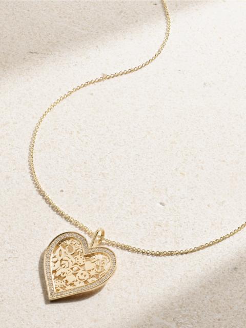 SYDNEY EVAN Icon Wallpaper Heart 14-karat Gold Diamond Necklace