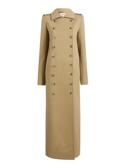 KHAITE Mallory Cotton-Nylon Double-Breasted Trench Coat khaki