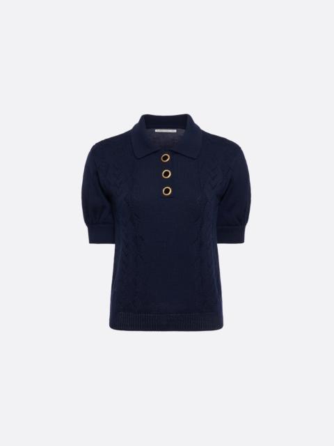 Alessandra Rich MERINO WOOL KNIT LACE-KNIT POLO