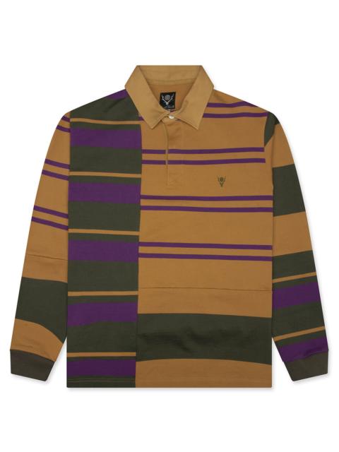 South2 West8 RUGGER L/S POLO SHIRT - CRAZY PATTERN SQUARE