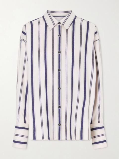 The Elder Statesman Cashlite Berti Striped Wool, Silk And Cashmere-blend Shirt