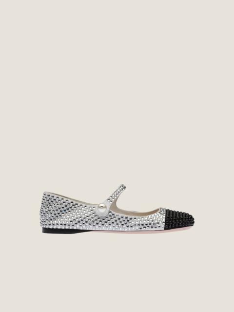 Miu Miu Cotton gabardine ballerinas with crystals