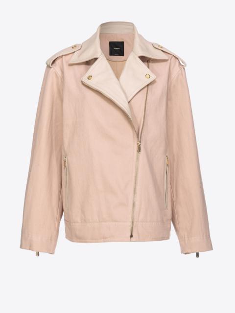 PINKO COTTON AND LEATHER BIKER JACKET