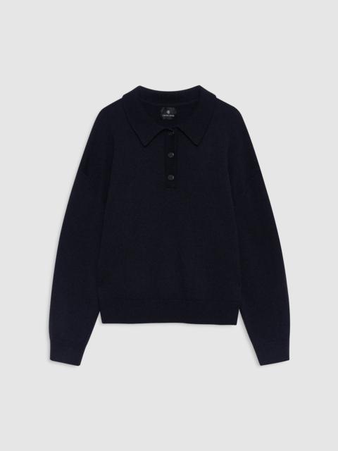 ANINE BING Lee Polo Sweater - Navy