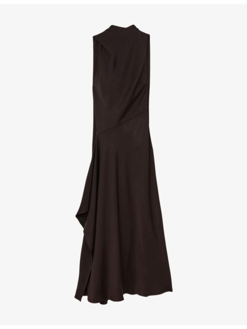 REISS Sabine Cape-Detail Satin Maxi Dress