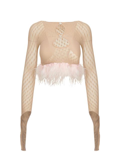 POSTER GIRL FEATHER MIRA TOP TAUPE
