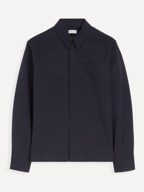 Dries Van Noten Corran Zipped Shirt in Navy