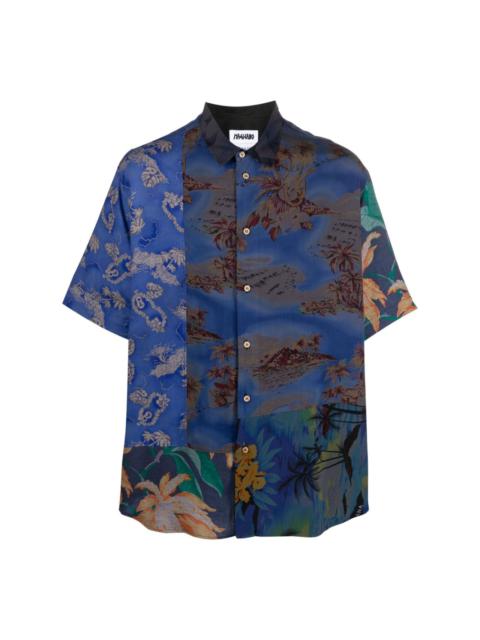 all-over graphic-print patchwork shirt