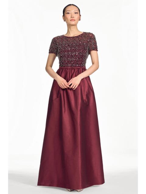 SACHIN & BABI EMBELLISHED LONDON GOWN - GARNET