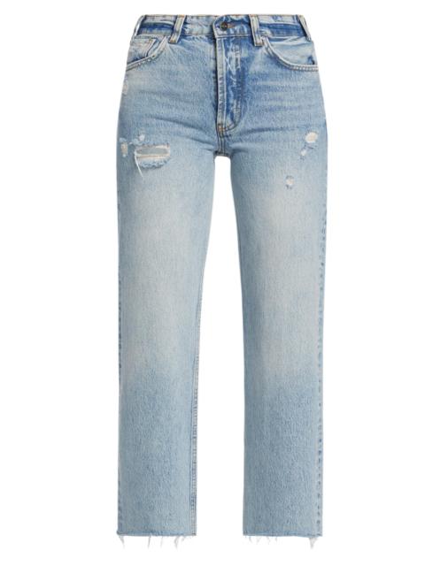 ANINE BING Women's Gavin High-Rise Distressed Wide Crop Jeans - Washed Blue