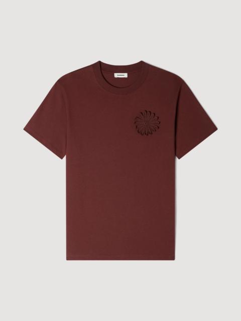 Sandro COTTON CROCHET FLOWER T-SHIRT